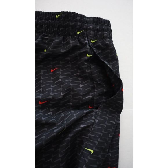 Nike NESSC485-001 Men's Sz 2XL Black Swoosh All-Over Print 5" Swim Shorts - Picture 4 of 10